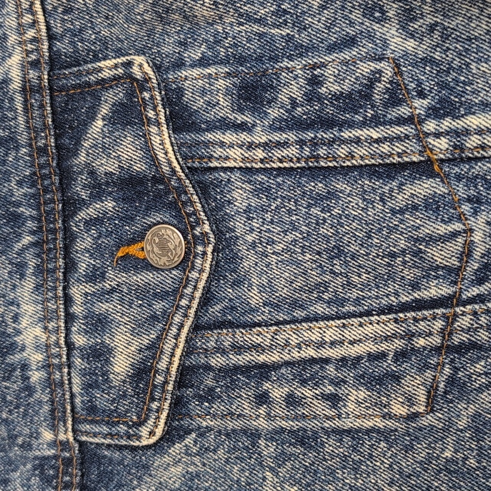 Vintage Acid Wash 80s Denim Jacket Ford Motocraft Racing size XL Made In The USA - Picture 6 of 10